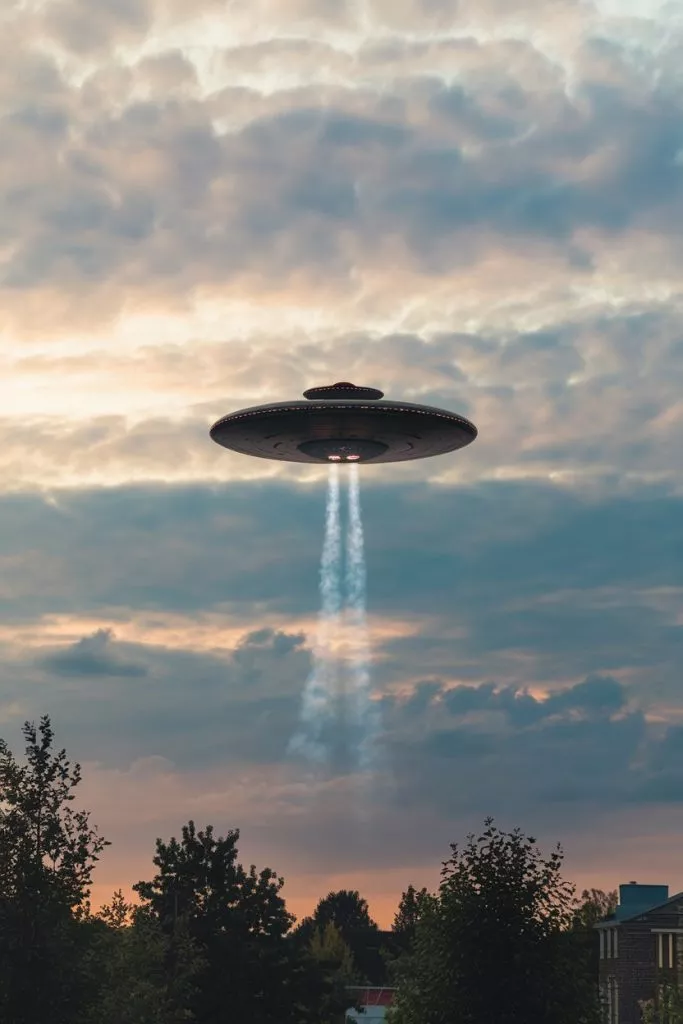 A Photo Of A Ufo In The Sky With A Trail Hubzv Iyqowwjuvjhlcrma Fcnbvpjwsw Efmoatlabqg