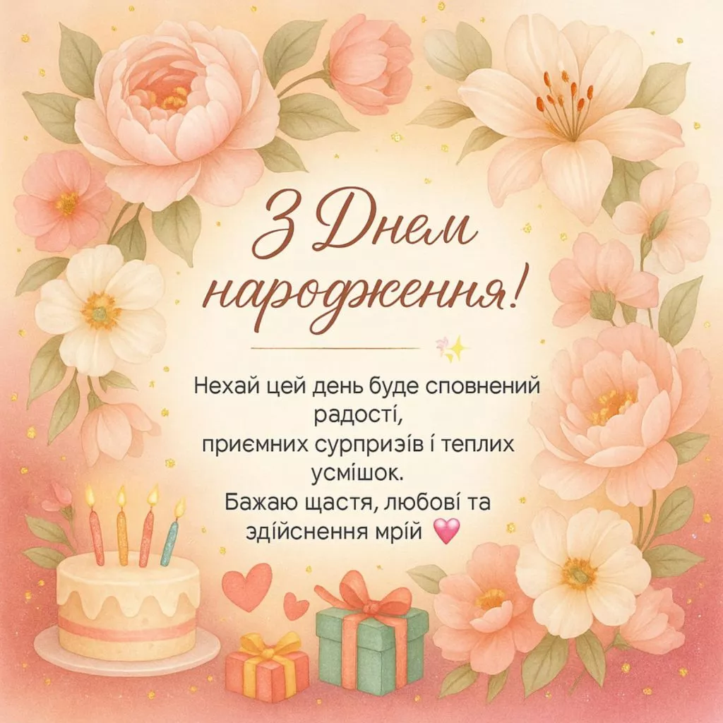 Pryvitannya Z Dnem Narodzhennya Zhintsi Kartynka